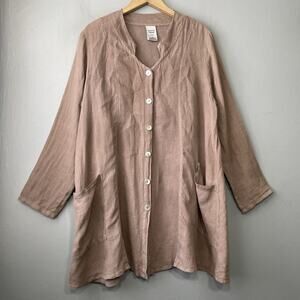 Match Point USA Tunic Top Size Medium 100% Linen Lagenlook Neutral Minimalist